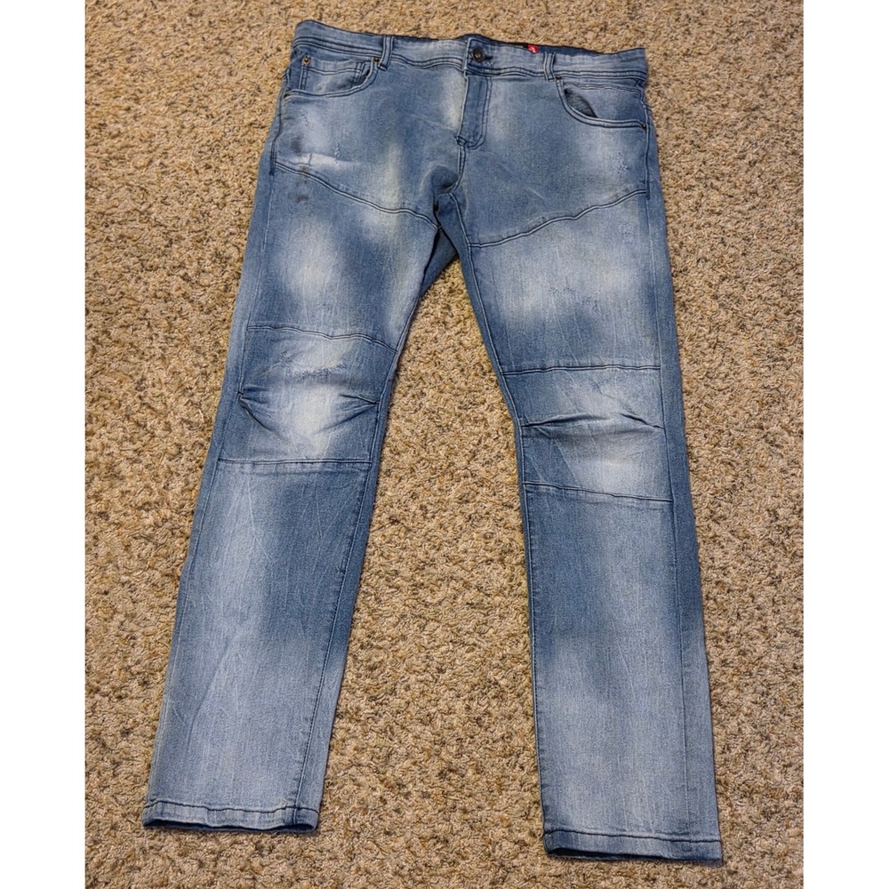 Black Pike Skinny Leg Jeans Men's Size 36x32 Blue‎ Distressed
